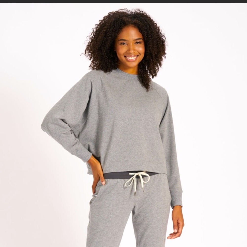 Vuori Gray Catalina Oversized Crop Boxy Crewneck Sweatshirt